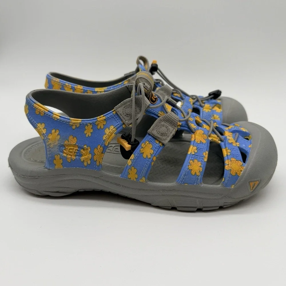 Keen Sandals Kids Sz 6 Blue Yellow Flowers Sunsport Water Shoes